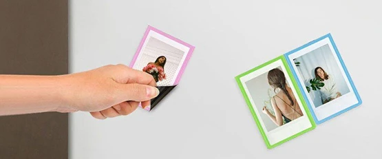 Self adhesive magnetic sheet used as photo magnets on a refrigerator
